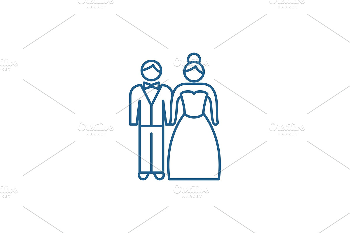 Newlyweds line icon concept in Illustrations - product preview 8