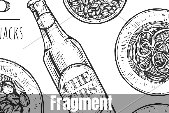 Beer pub and favorite snacks set in Illustrations - product preview 1