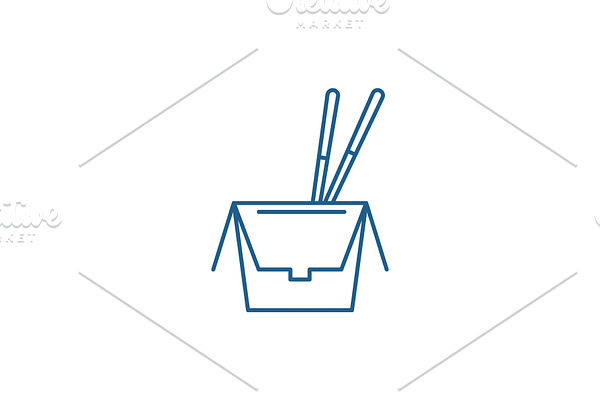 Noodles in a box line icon concept