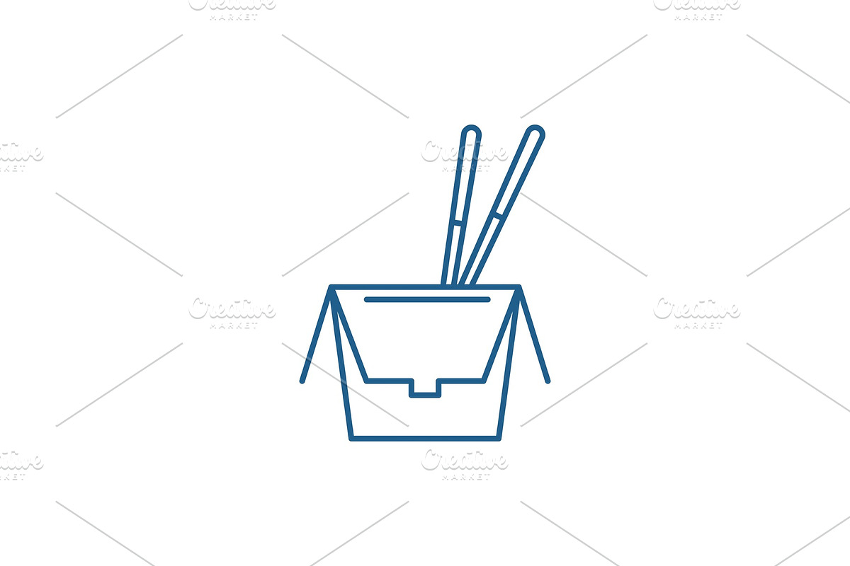 Noodles in a box line icon concept in Illustrations - product preview 8