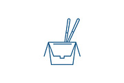 Noodles in a box line icon concept