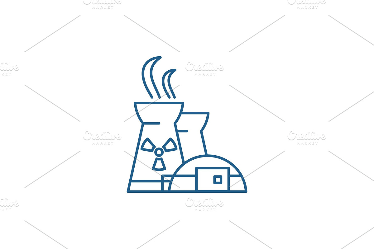Nuclear power plant line icon in Illustrations - product preview 8