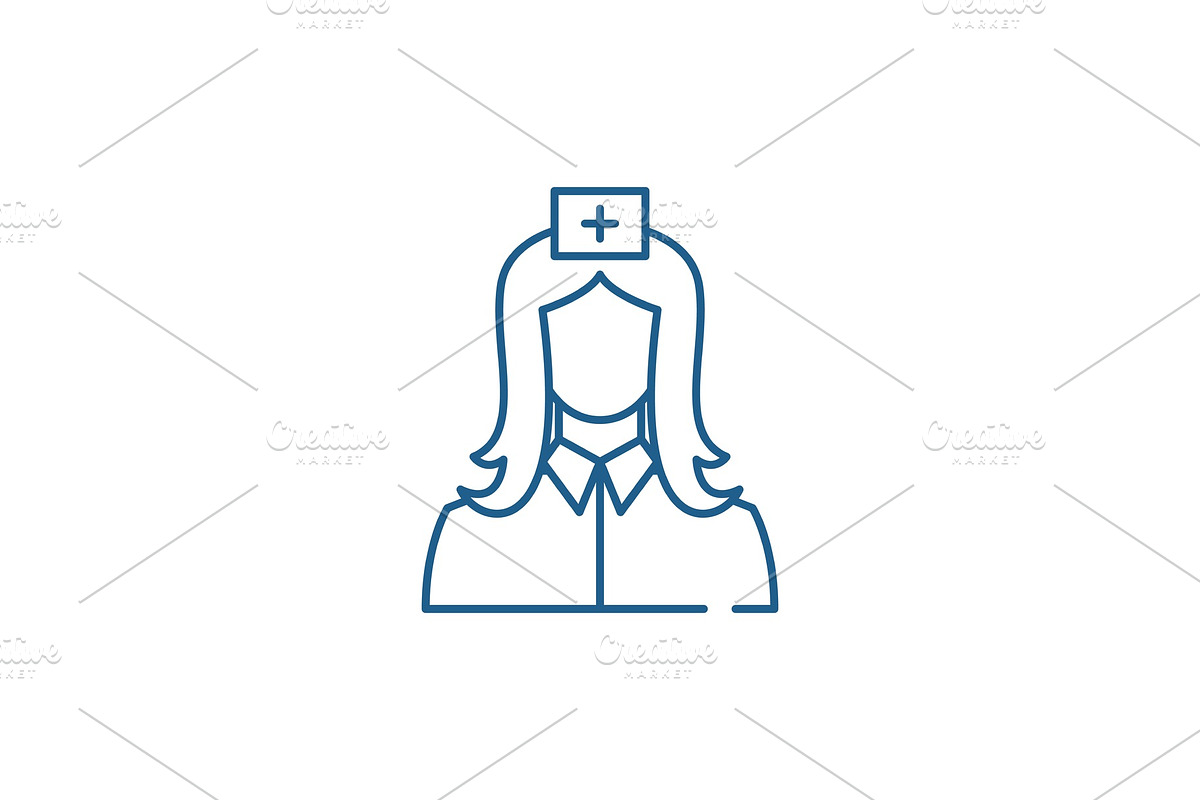 Nurse line icon concept. Nurse flat in Illustrations - product preview 8