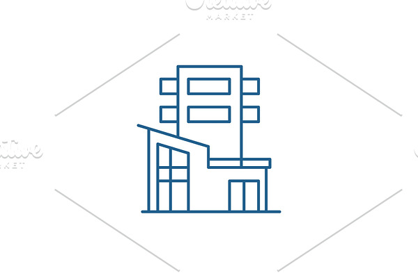 Office building line icon concept