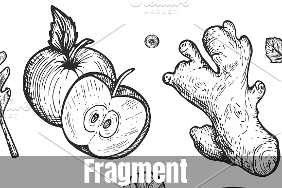 Fruit and veggies composition set in Illustrations - product preview 1