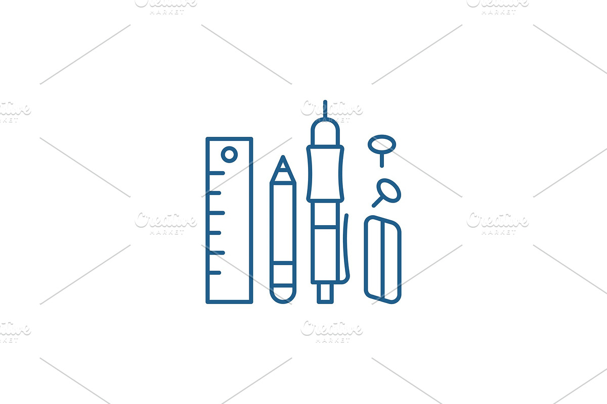 Office supplies line icon concept in Illustrations - product preview 8