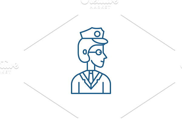 Officer line icon concept. Officer