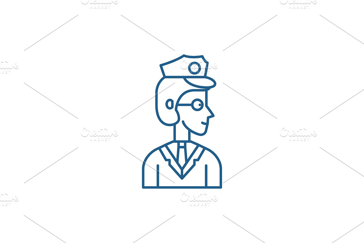 Officer line icon concept. Officer in Illustrations - product preview 8