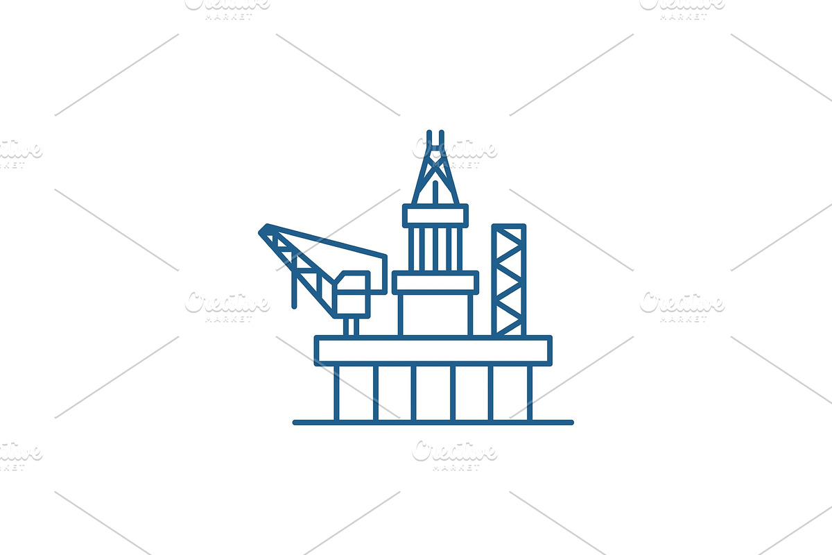Oil platforms line icon concept. Oil in Illustrations - product preview 8