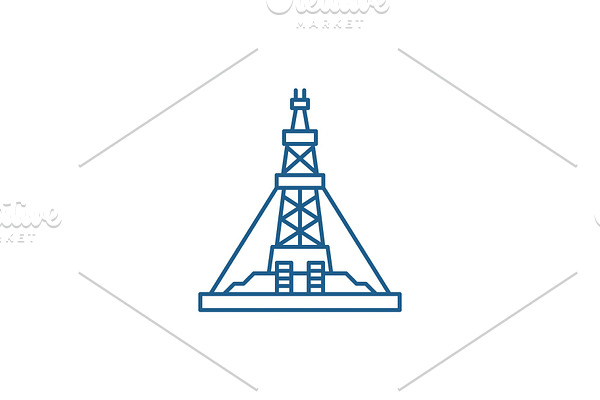 Oil production platform line icon