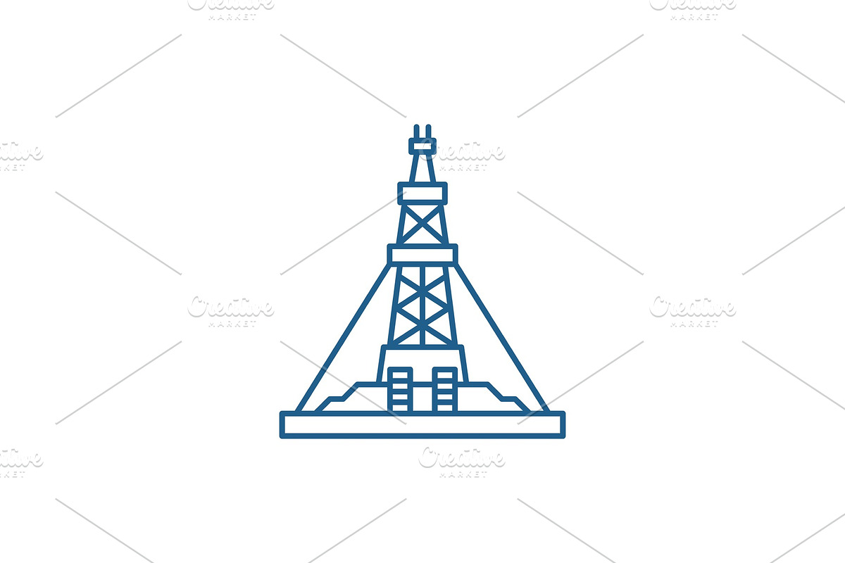 Oil production platform line icon in Illustrations - product preview 8