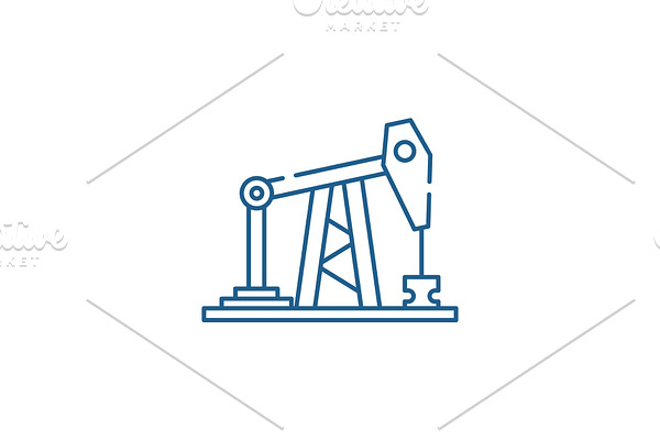 Oil rig line icon concept. Oil rig
