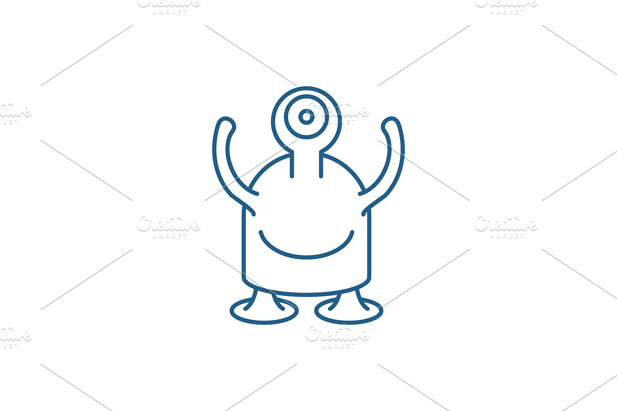 One eyed monster line icon concept in Illustrations - product preview 8