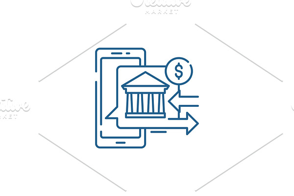 Online banking line icon concept