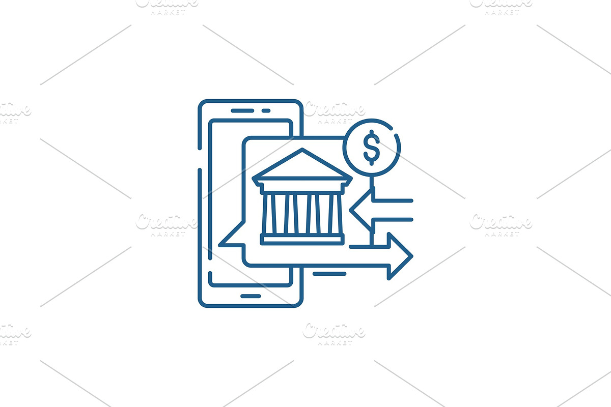 Online banking line icon concept in Illustrations - product preview 8