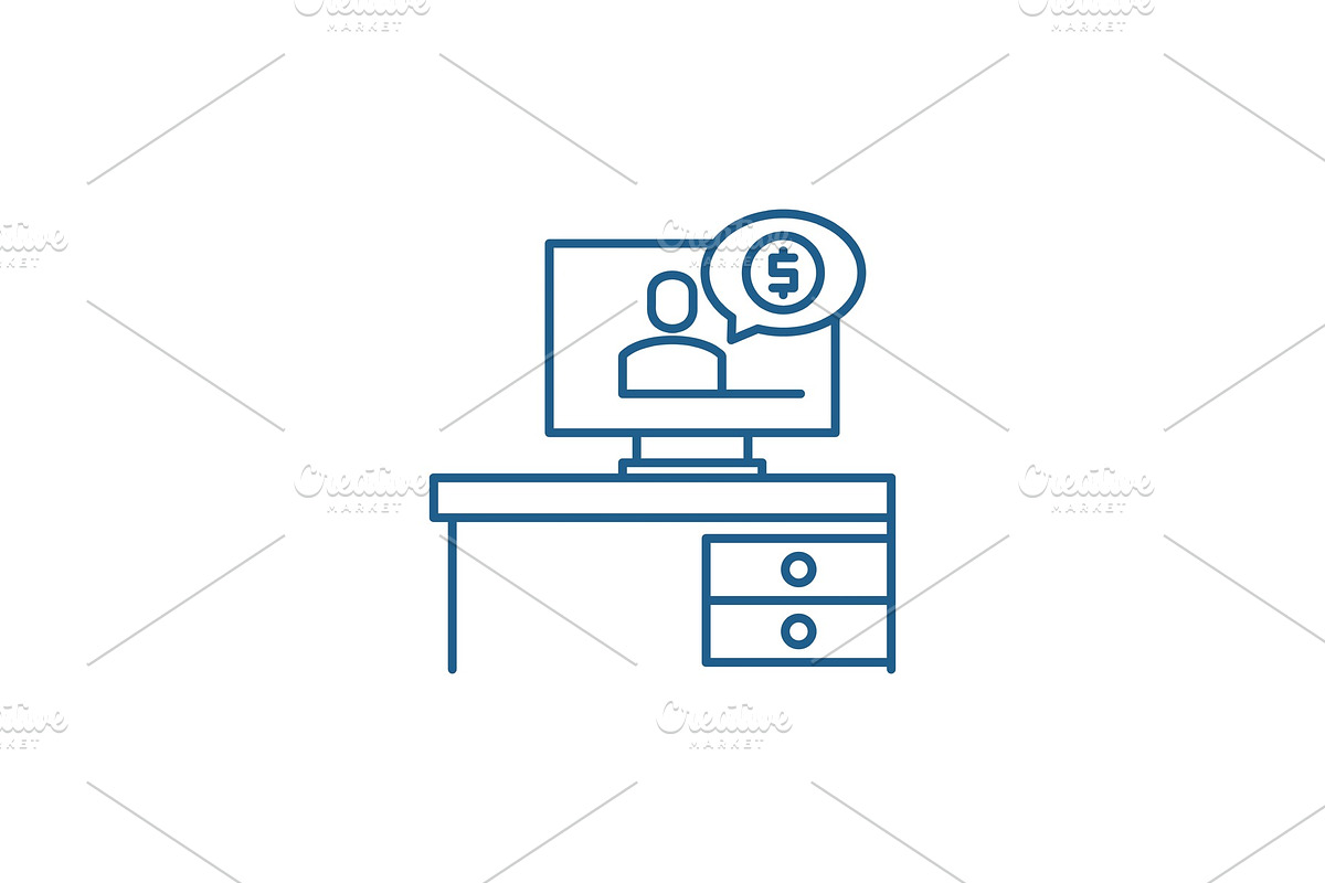 Online business line icon concept in Illustrations - product preview 8
