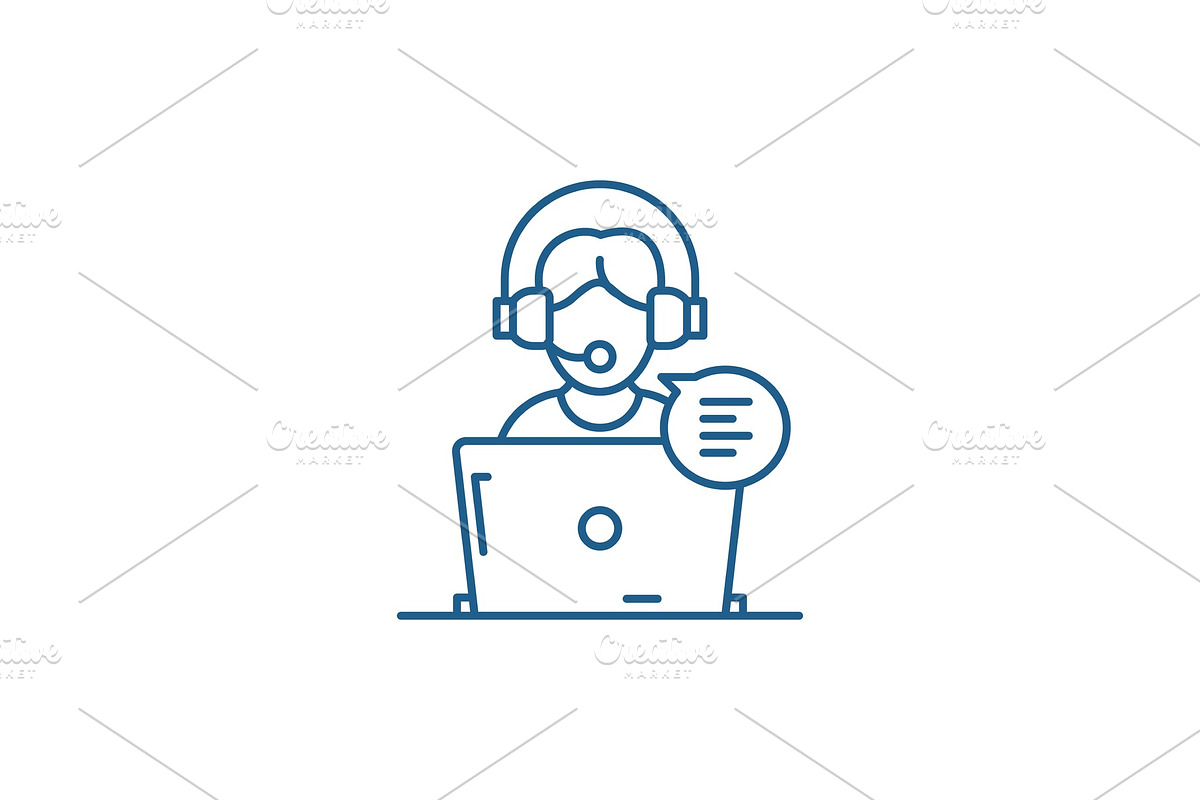 Online counseling line icon concept in Illustrations - product preview 8