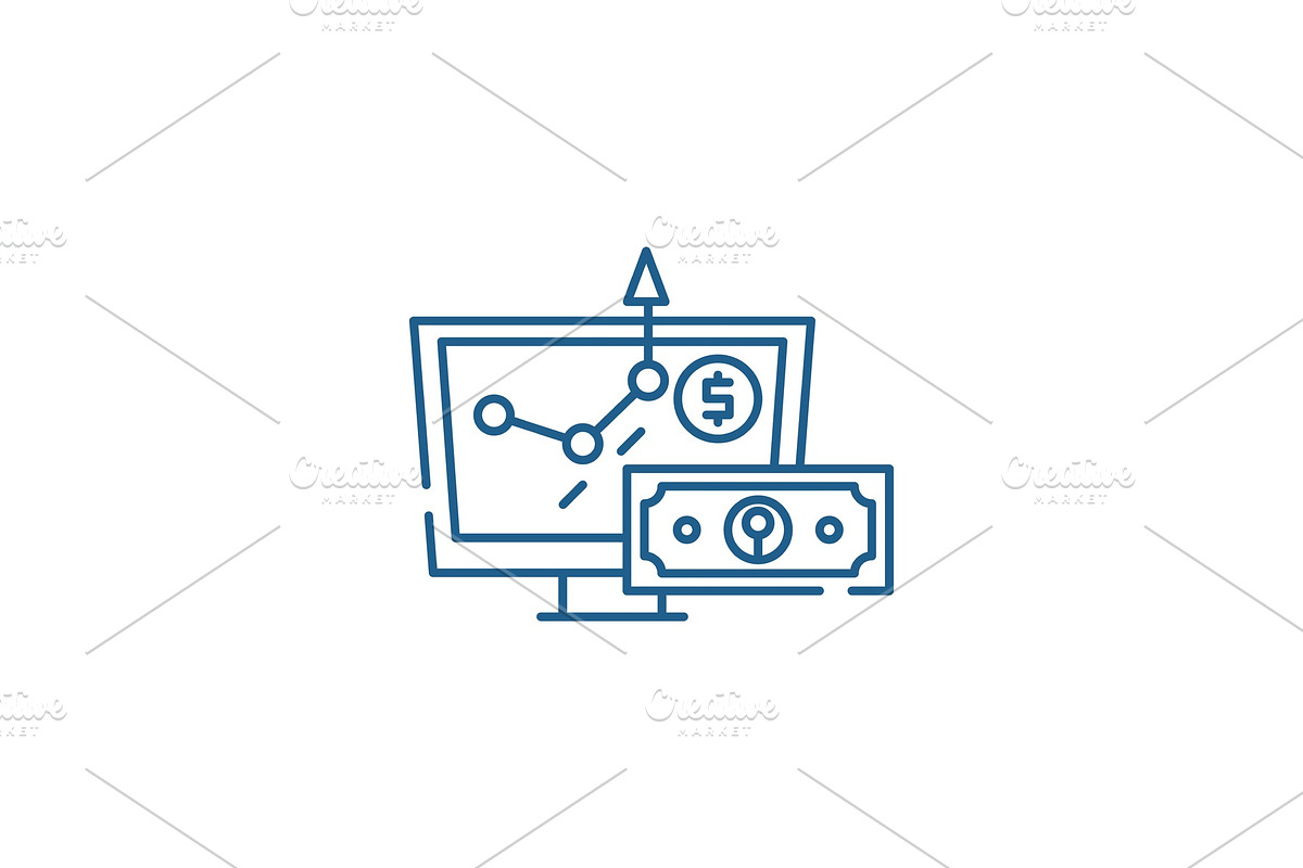 Online investing line icon concept in Illustrations - product preview 8