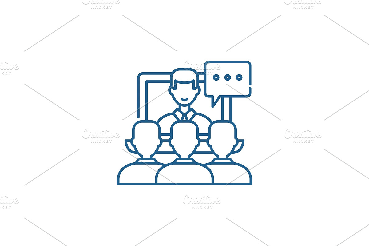 Online lecture line icon concept in Illustrations - product preview 8