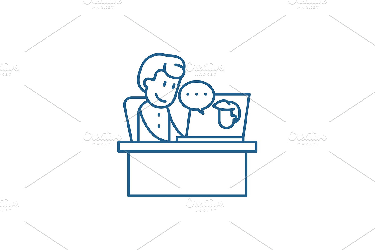 Online meeting line icon concept in Illustrations - product preview 8