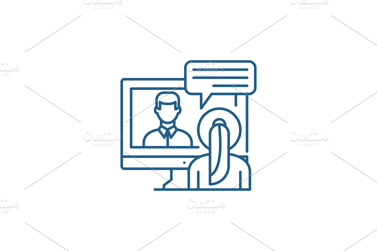 Online negotiations line icon in Illustrations - product preview 8