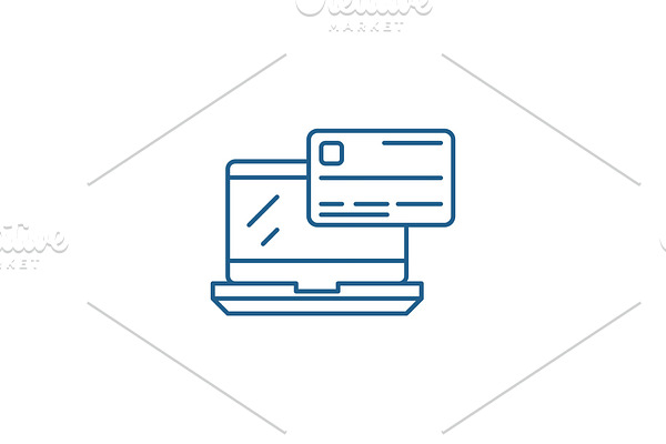 Online payment line icon concept