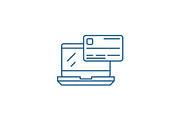 Online payment line icon concept