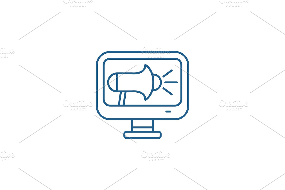 Online pr line icon concept. Online in Illustrations - product preview 8