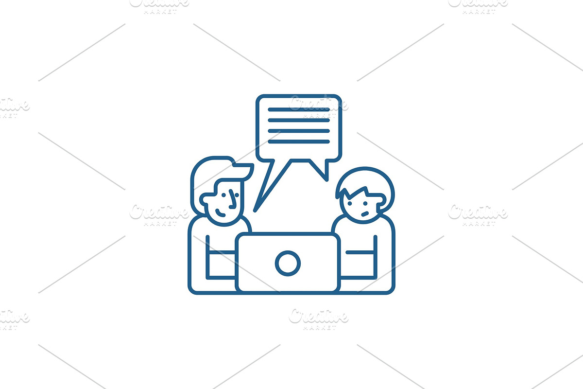 Online seminar line icon concept in Illustrations - product preview 8