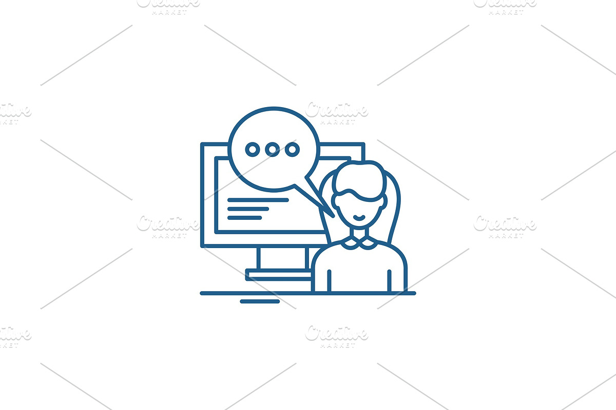 Online trainer line icon concept in Illustrations - product preview 8