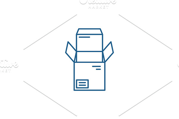 Open box line icon concept. Open box
