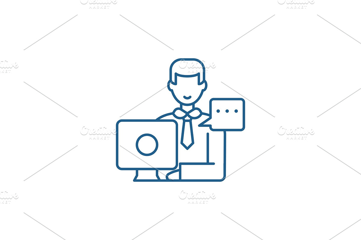 Operational meeting line icon in Illustrations - product preview 8