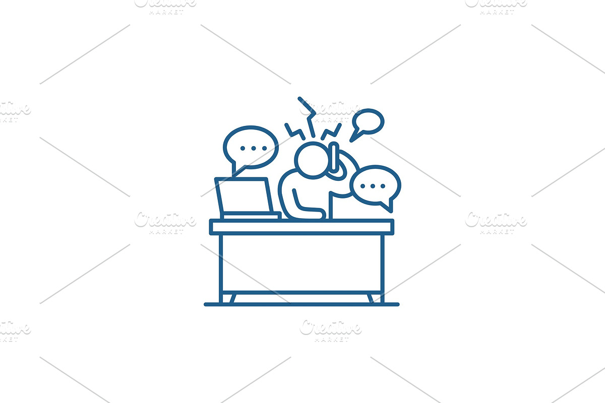 Overwork at work line icon concept in Illustrations - product preview 8