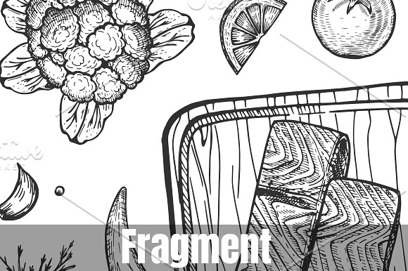 Fresh salmon vegetables composition in Illustrations - product preview 1