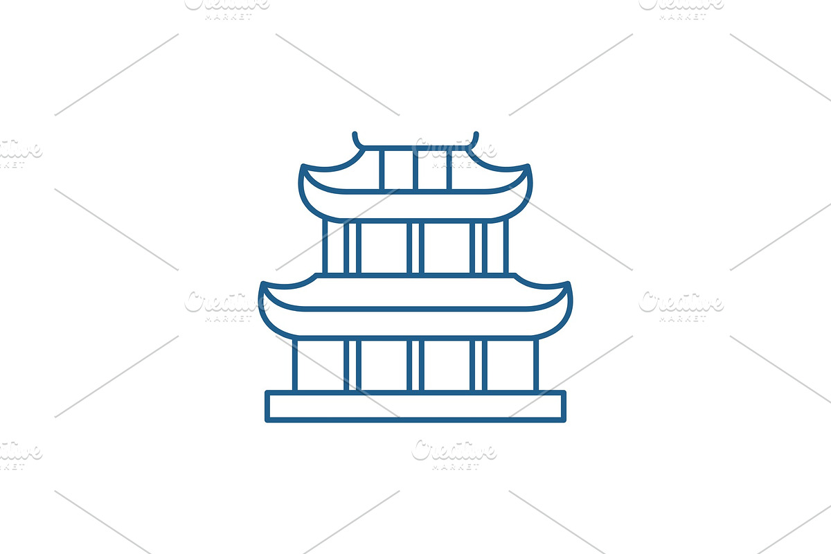 Pagoda line icon concept. Pagoda in Illustrations - product preview 8