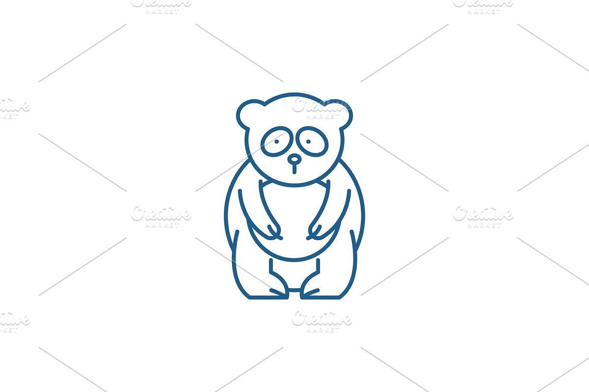 Panda bear line icon concept. Panda in Illustrations - product preview 8