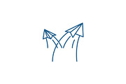 Paper airplanes line icon concept