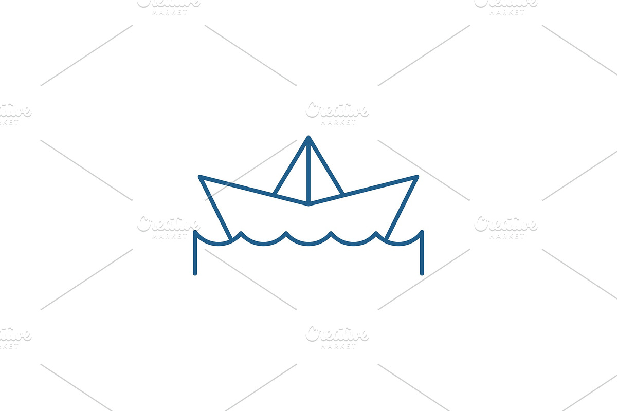 Paper boat line icon concept. Paper in Illustrations - product preview 8