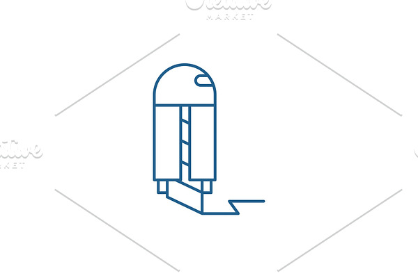 Paper knife line icon concept. Paper