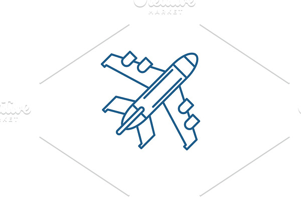 Passenger plane line icon concept