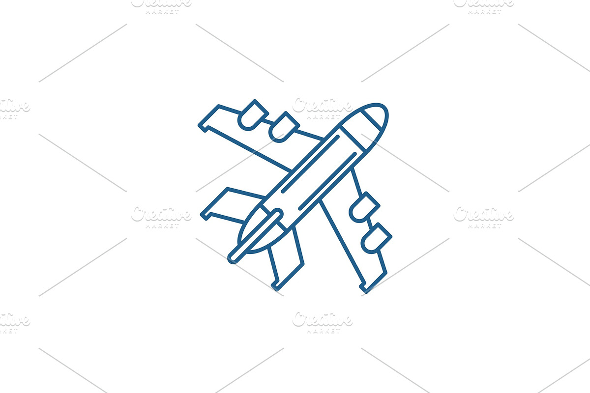 Passenger plane line icon concept in Illustrations - product preview 8