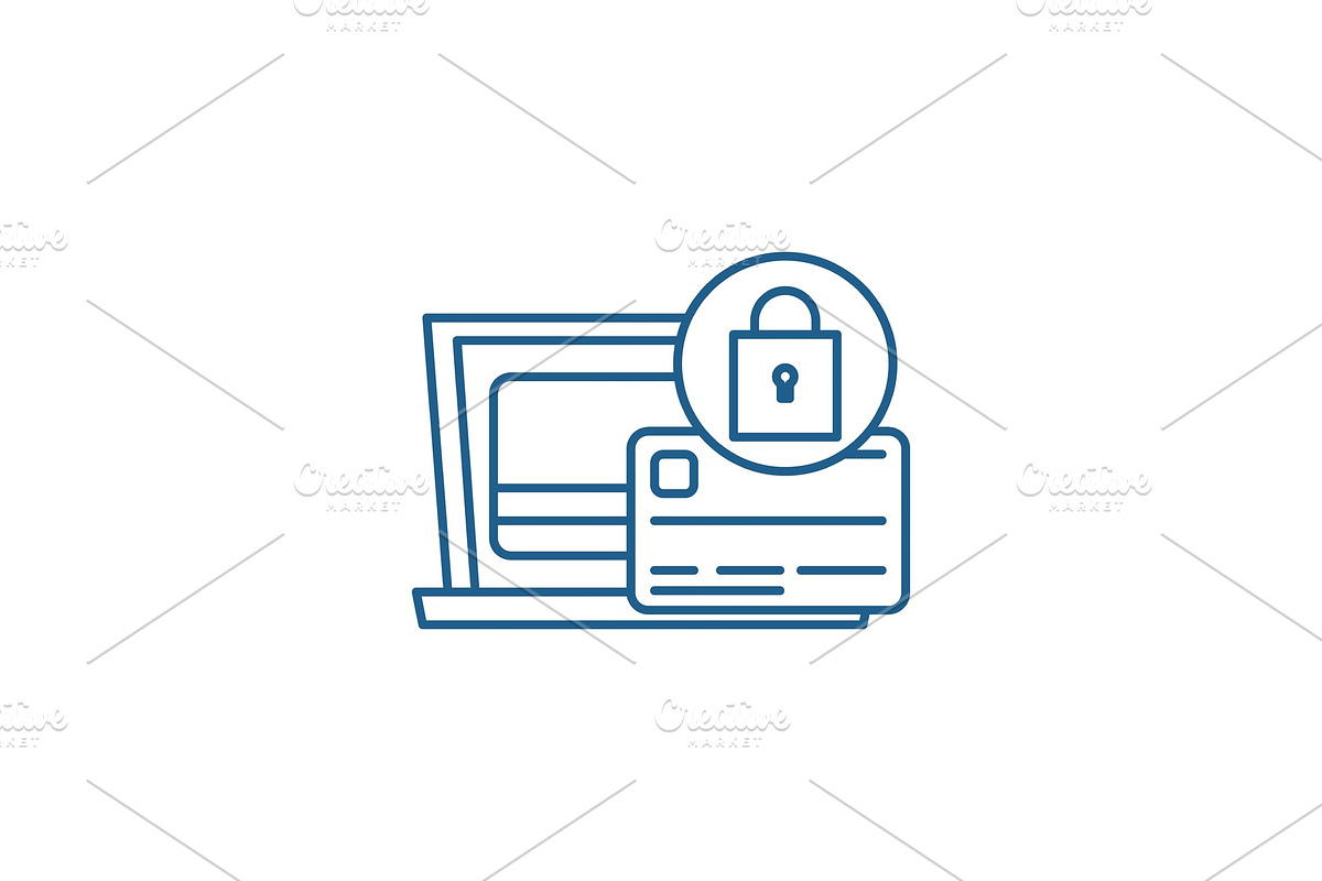Payment protection line icon concept in Illustrations - product preview 8