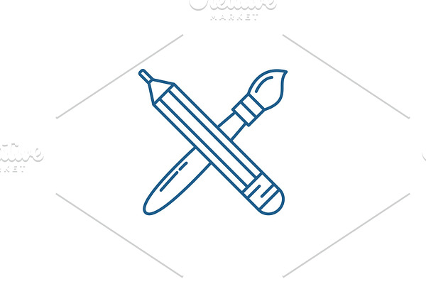 Pencil and paint brush line icon