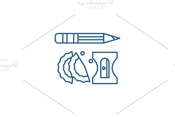 Pencil and sharpener line icon