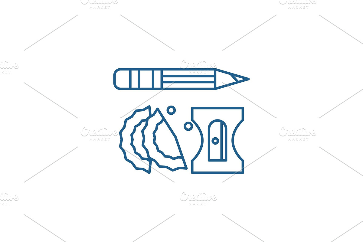 Pencil and sharpener line icon in Illustrations - product preview 8