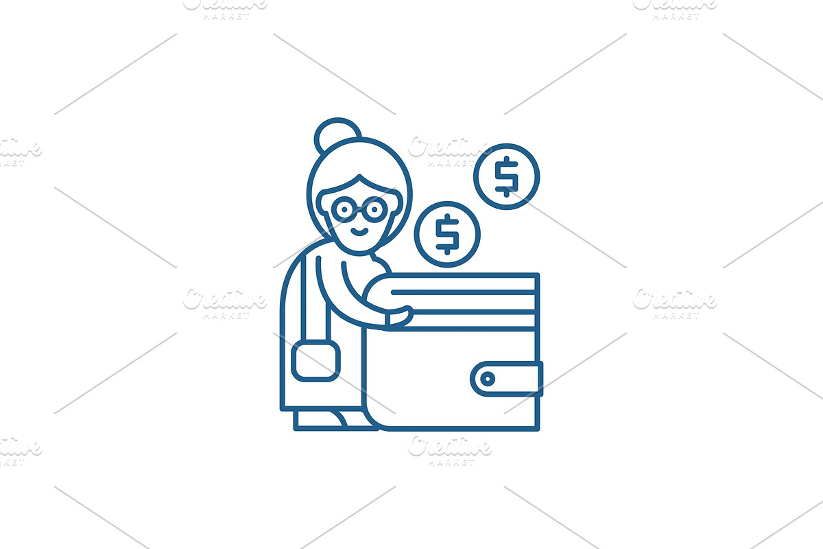 Pension contribution line icon in Illustrations - product preview 8