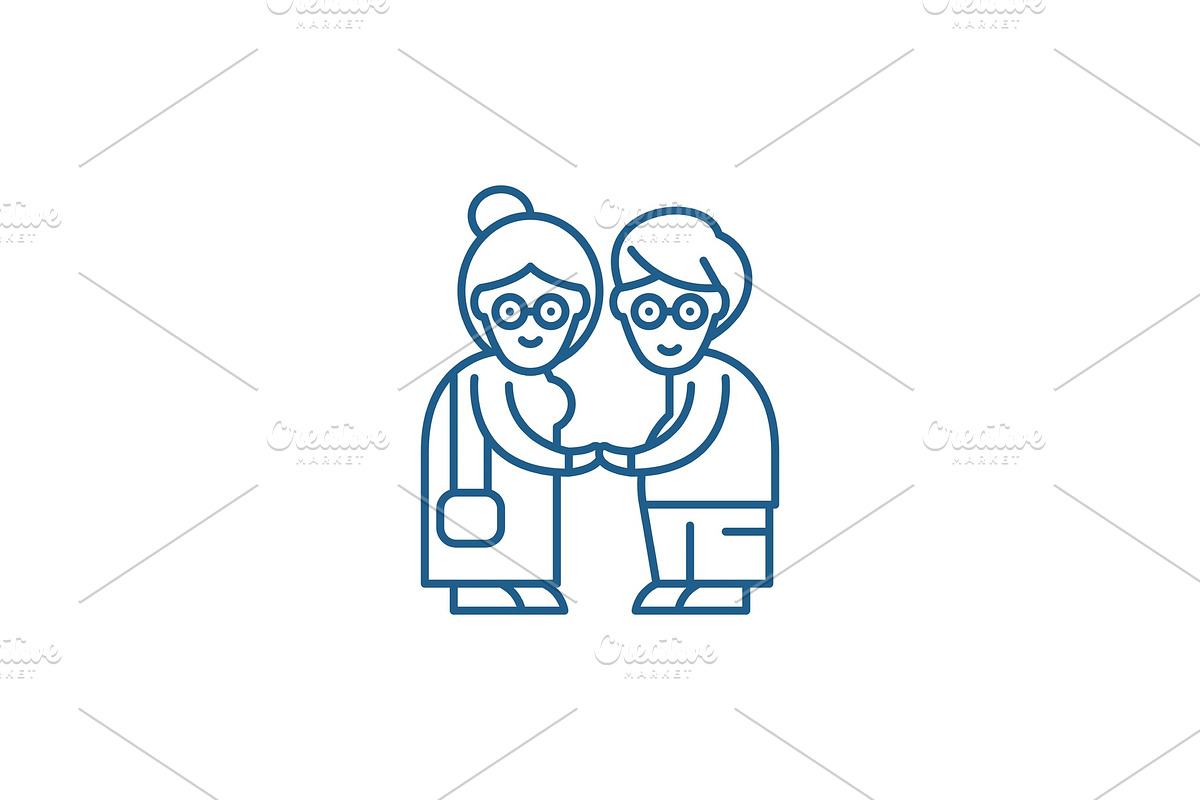 Pensioners line icon concept in Illustrations - product preview 8