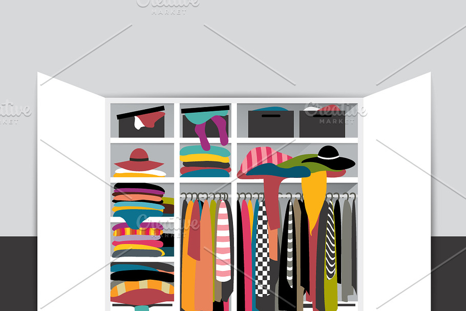 Open wardrobe in Illustrations - product preview 8