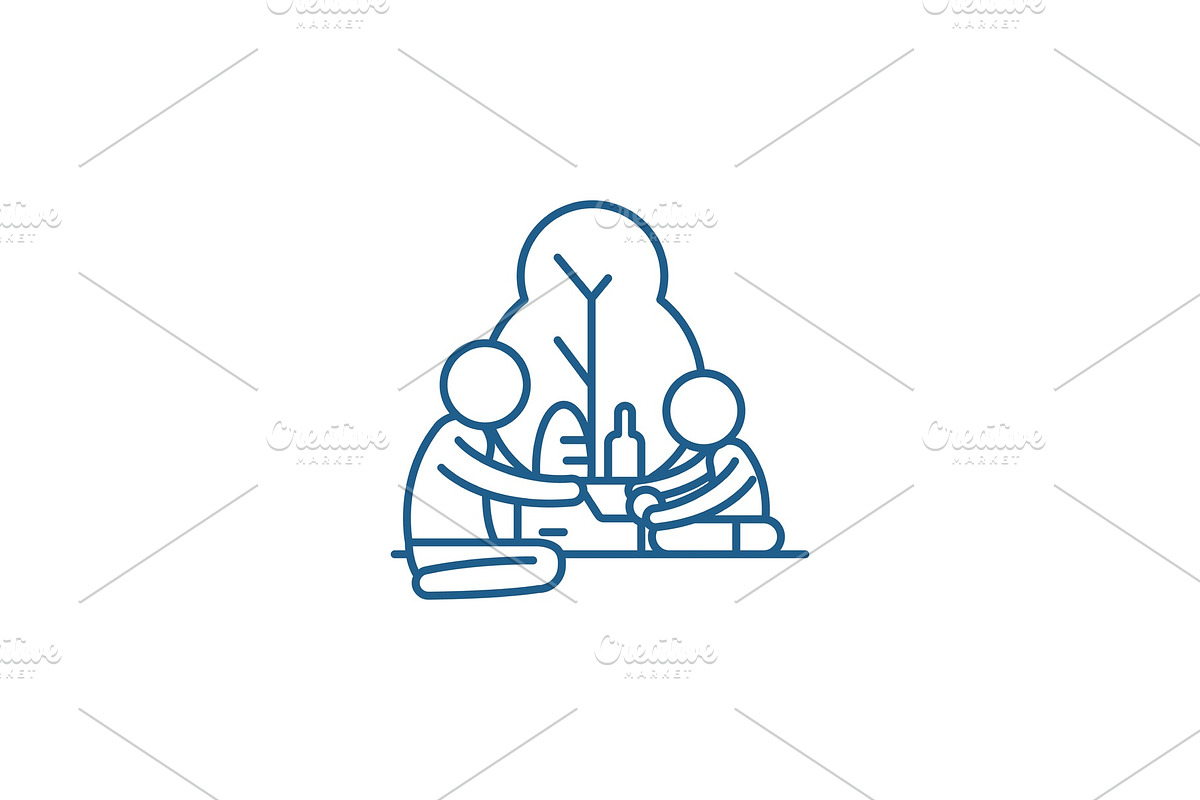 Picnic in the park line icon concept in Illustrations - product preview 8