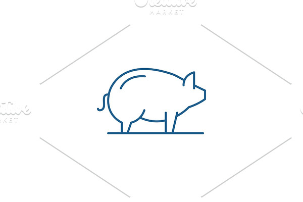 Pig line icon concept. Pig flat